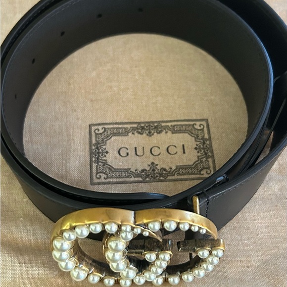 GG Marmont Wide Belt with Pearls Size 85 - Picture 3 of 6